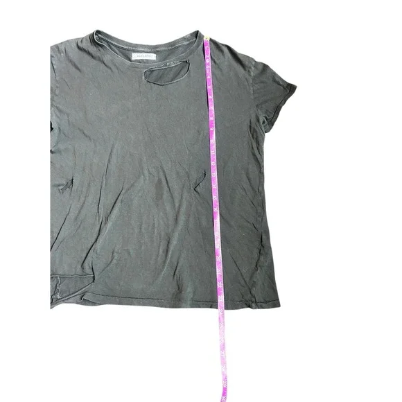 ANINE BING Black Distressed Cutout Tee Shirt Womens Size XS